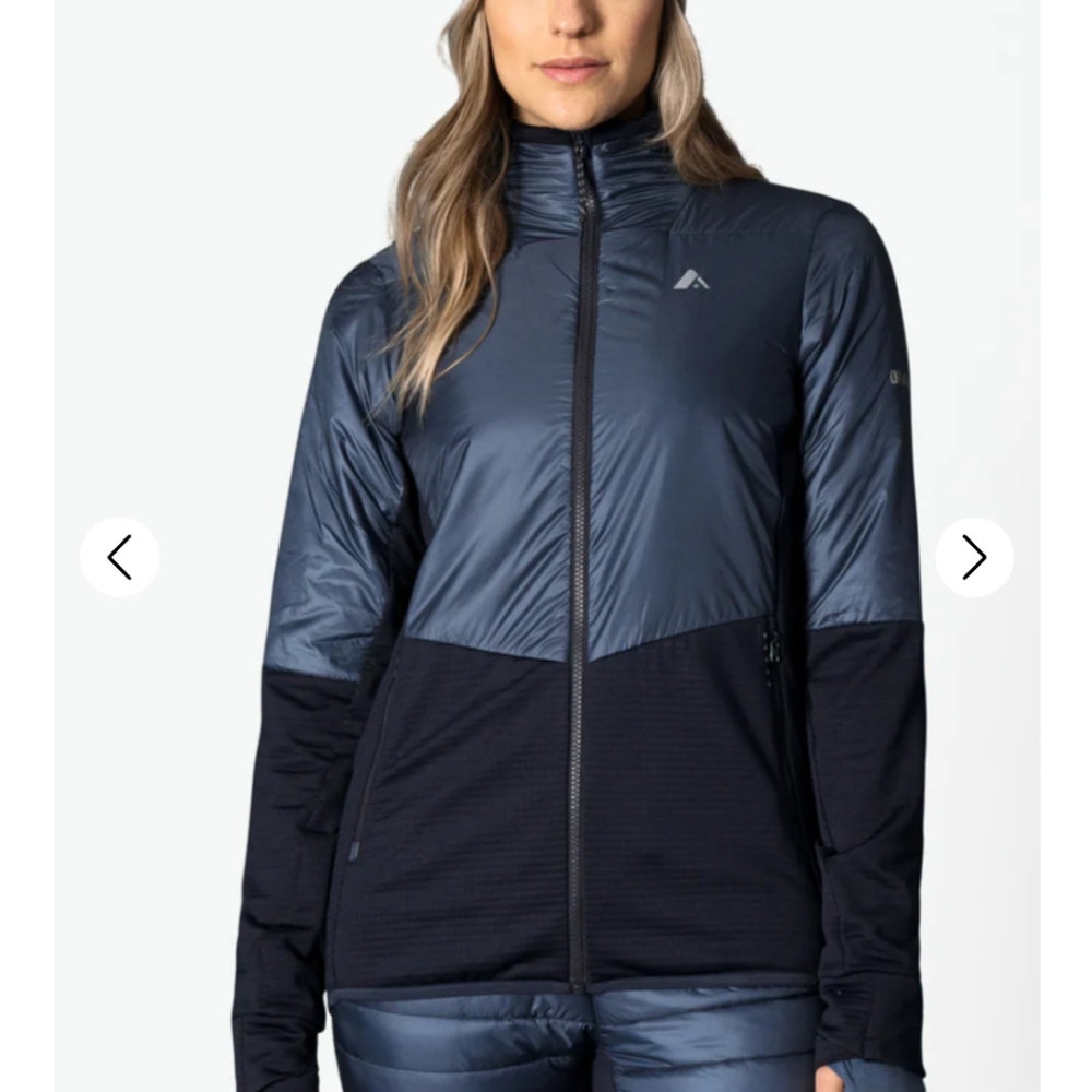 NWT Orage Radelet Layering Hybrid Grid Fleece Jacket Navy Blue Size Small
